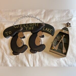 Charming Black and Brown Bear Lake Sign